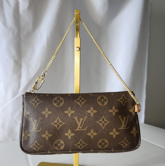Louis Vuitton Monogram Accessory Pouch (Sac Shopping Pouch) Pochette Brown Bag - Picture 1 of 13